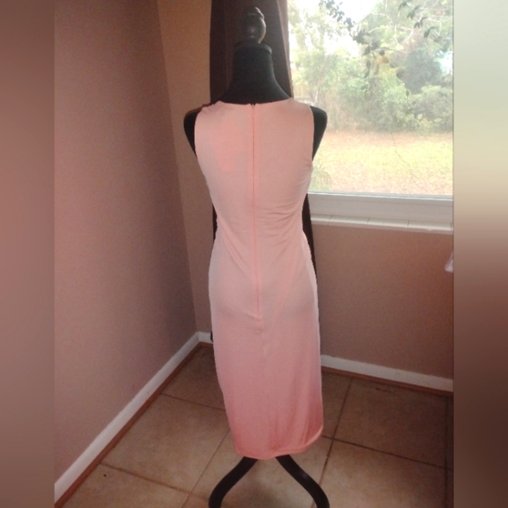 🍑 Womens INC Peach Bodycon Dress Small Fitted Snug Spring Summer Light Party - Picture 2 of 5